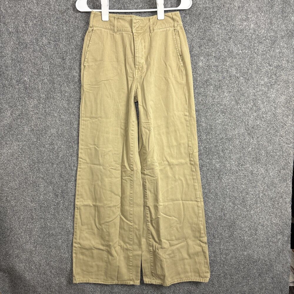 Good American Wide Leg Pants Womens Size 00 / 24 Postal Khakis